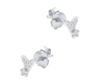 Butterfly Shaped CZ Silver Stud Earring STS-6402
